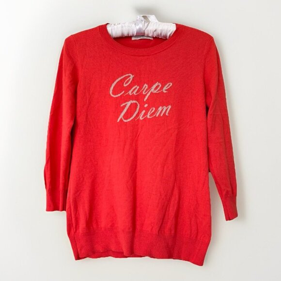 Banana Republic Carpe Diem Silk Blend Sweater Orange Taupe Crewneck Small - Picture 2 of 7